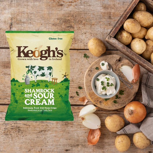 Keogh's 3x125 Shamrock And Sour Cream Crisps Grams Deliciously fresh Irish potato crisps
