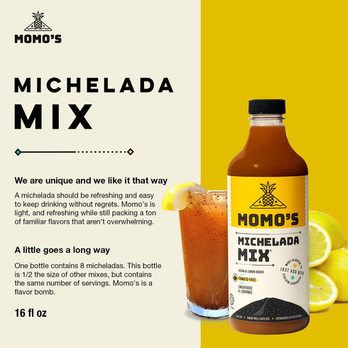 Pack 1 (16 Oz) Momo's Michelada Mix - Tomato-Free, Vegan, Lemon-Based, Central American-Inspired Refreshing Fiesta