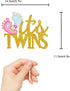 LHCING 1st It's Twins Gender Reveal Cake Topper - Baby Birthday Loveable Gold Glitter Footprints Cake Topper - Gender