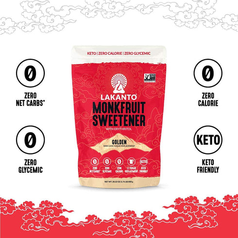 Golden,28.22 1.76 (Pack 1) Lakanto Monk Fruit Sweetener All Natural Sugar Substitute, Ounce, Pound