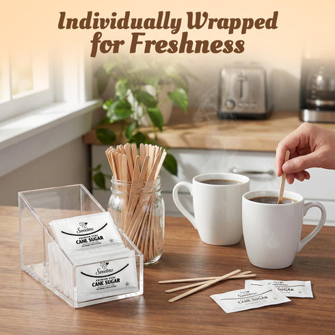 Packets 1000 Count Packets, Packets Sweetmo Sugar Pure Cane White Granulated Sugar Individual Wrapped, Bulk for Coffee