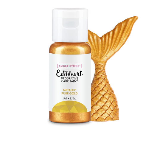 Sweet Sticks Edible Art Decorative Cake Paint, 0.5 Ounce (15 Milliliters) Metallic Pure Gold