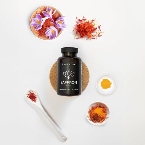 ACEWORKZ Saffron Supplement - 100% Pure Saffron Extract Capsules for Weight Management, 90 Capsules