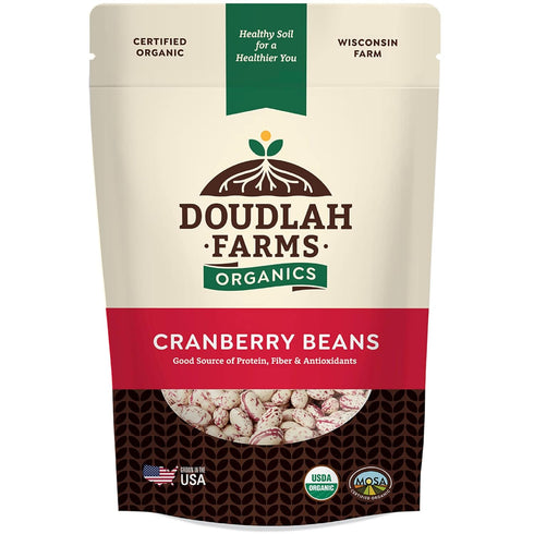 Organic Dried Cranberry Beans 1 lb - Non-GMO, USDA Organic, Farmed From
