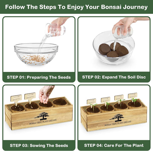 LUOJIBIE Bonsai Tree Kit, Complete Bonzai Tree Starter Kits, for Mom, Unique Christmas Birthday Gardening Gifts