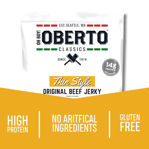 7 Oh Boy! Oberto Classics Thin Style Original Beef Jerky, Ounce