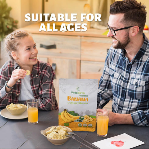 Pack 2 (5.29 Oz 100% DARLAC FARMS Freeze Dried Banana Slices, of Each) Real Fruit, No Sugar Added, Crispy & Light