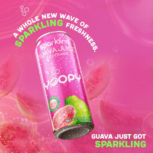 Pack 12 (10.82 oz 55% Yoopy Sparkling Fruit Juices Variety Cans fl Each) with Real Juice Tropical Flavours, Naturally