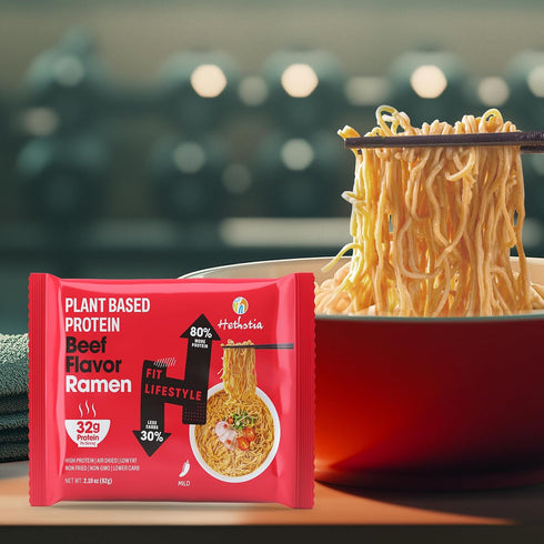32g 6-Pack Hethstia High-Protein Ramen, Spicy Beef Flavor With Plant-Based Protein, Instant Healthy Ramen Noodle Soup