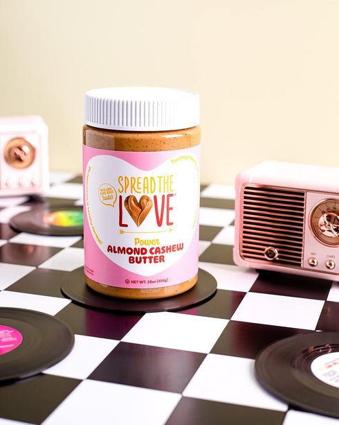 16 (1-Pack) Spread The Love Almond Cashew Power Butter, Ounce (All Natural, Vegan, Gluten-free, No salt, No sugar, No