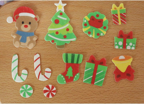 Set of 48 Wafer Edible Cupcake Toppers for Christmas Cake Decoration