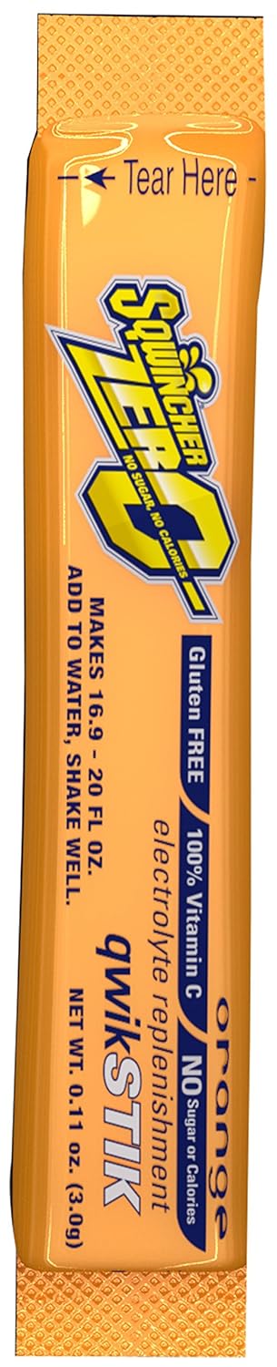 Sqwincher 060100-OR Zero Qwik Stik Powder, 5.29 Oz, Orange, Standard Pack of 50