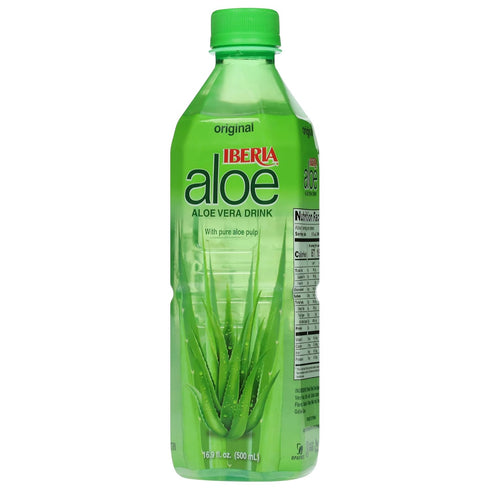 16.9 oz (Pack 24) Iberia Aloe Vera Drink with Aloe Vera Pulp, Original, fl