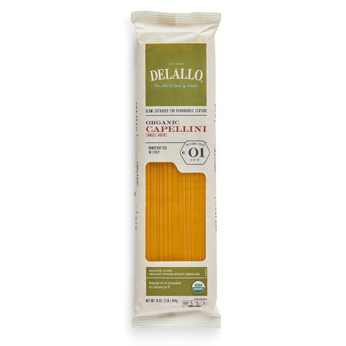 100% 1 (4 Pack) DeLallo Organic Capellini Pasta, Made with Only Semolina Durum Wheat Flour, Bronze Cut, Made in Italy