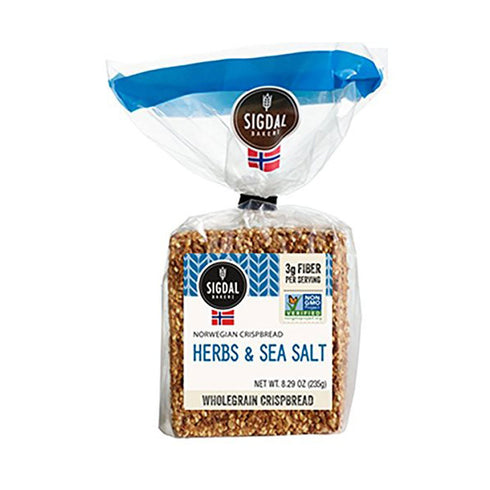Sigdal Bakeri Herbs and Sea Salt, Wholegrain Crispbread, 8.29oz (Pack of 2)