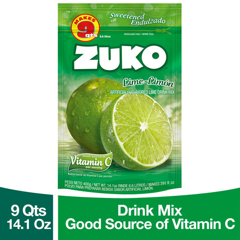 Pack, 14.1 oz, Pack 6 Zuko Lime Instant Powder Drink Family