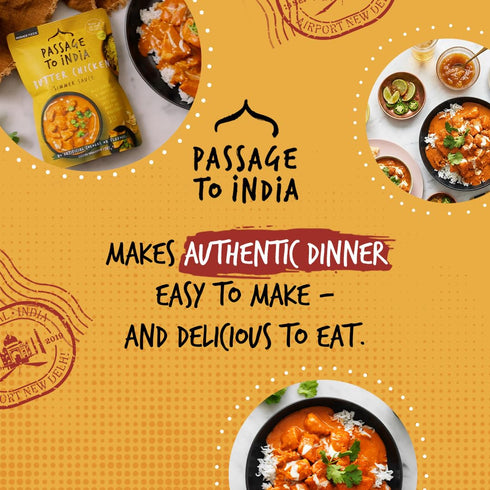 Simmer 13.2 oz (Pack 6) Passage to India Butter Chicken Sauce - Authentic Indian Food Flavor - Sauce - Convenient Meal