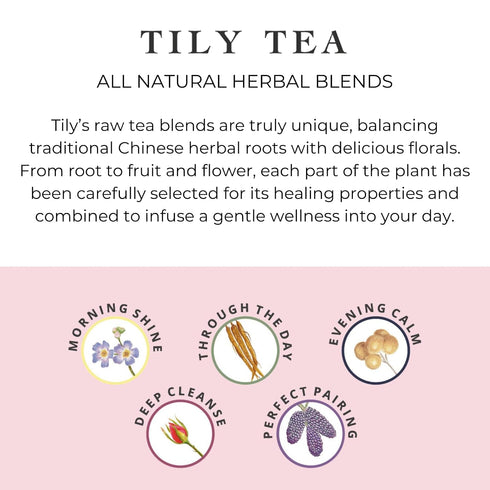 5 10 Tily Tea Assorted Herbal Tea Box - Flavors of Caffeine-Free Tea - Morning Shine, Through the Day, Evening Calm