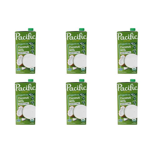 Pacific Foods Organic Unsweetened Coconut Milk, Plant Based Milk, 32 oz Carton