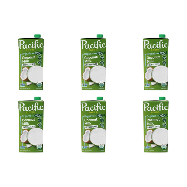 Pacific Foods Organic Unsweetened Coconut Milk, Plant Based Milk, 32 oz Carton