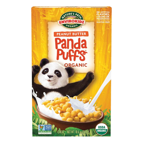 EnviroKidz Organic Panda Puffs Cereal, 10.6 oz (Pack of 1), Peanut Butter,