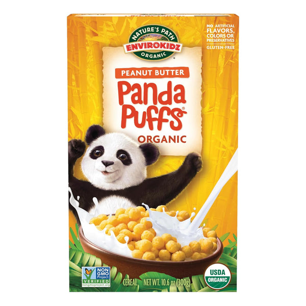 EnviroKidz Organic Panda Puffs Cereal, 10.6 oz (Pack of 1), Peanut Butter,