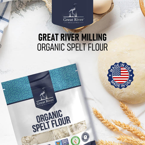 2 Lb Great River Milling Organic Spelt Flour | Whole Grain Ancient Wheat Flour | USDA Organic, Non-GMO, Kosher | High