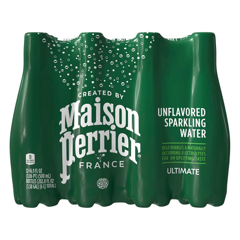 16.9 Oz 12 Count Maison Perrier Ultimate Sparkling Water, Fl Plastic Water Bottles