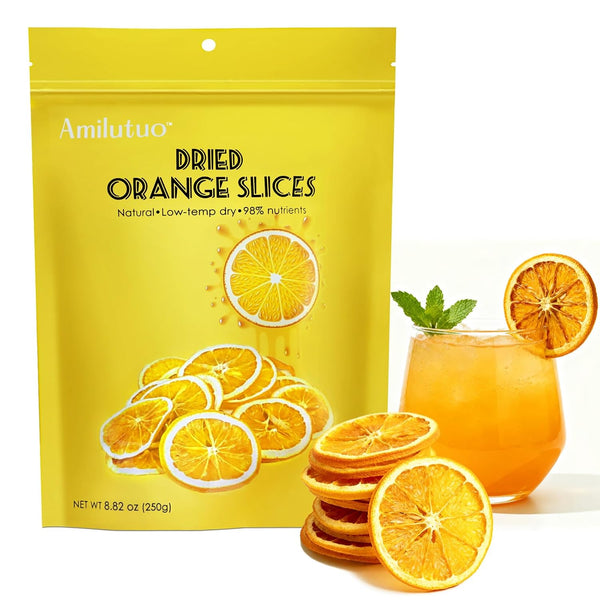 Dried Orange Slices, 250G/8.82OZ (50 to 65 slices) Dehydrated Orange Slices, NO
