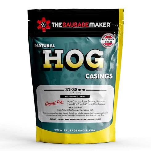 The Sausage Maker Natural Hog Sausage Casings 32-38mm, Edible Casing For Sausage
