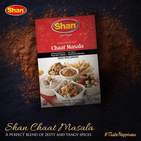 Shan Chaat Masala Seasoning Mix (100g) - Spice Packets for Tangy and Spicy Garnish
