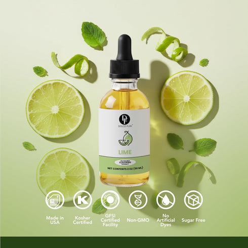 2 Dolce Flav Natural Lime Extract Ounce Oil-Soluble Kosher, Sugar-Free, Concentrated Citrus Lime Flavor for Candy