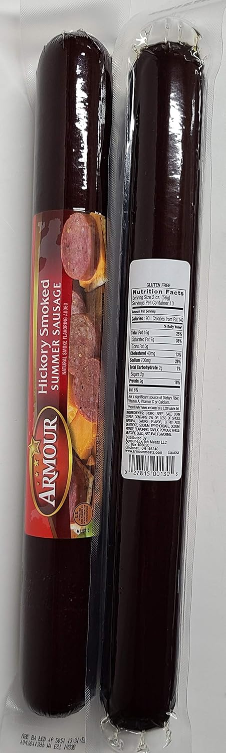 Ohio Trading Armour Hickory Smoked Summer Sausage, 20 oz Sticks (2 Pack)