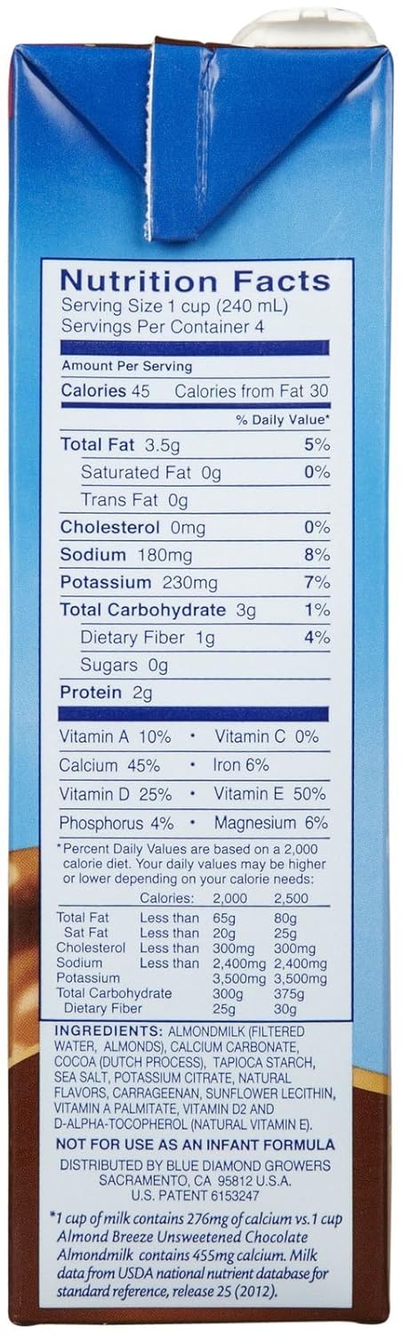 Blue Diamond 32 oz Almond Breeze - Unsweetened Chocolate