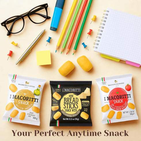 0.7 oz (Pack 3) Authentic Italian Cheese Snack Crispy Bites with Parmigiano Reggiano | I Macoritti Mini Breadsticks