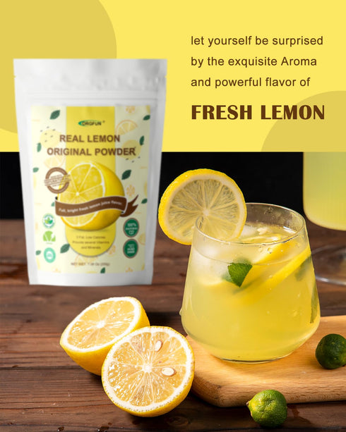 7.06 Oz ORGFUN Original Lemon Powder, Freeze Dried Lemon Juice Powder, Great for Beverages, Smoothies, Baking