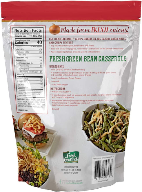 24 (Pack 2) Fresh Gourmet Crispy Onions Snack and Salad Topper, Ounce
