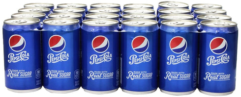Pepsi Made with Real Sugar, 7.5 Fl Oz Mini Cans, 24 Pack