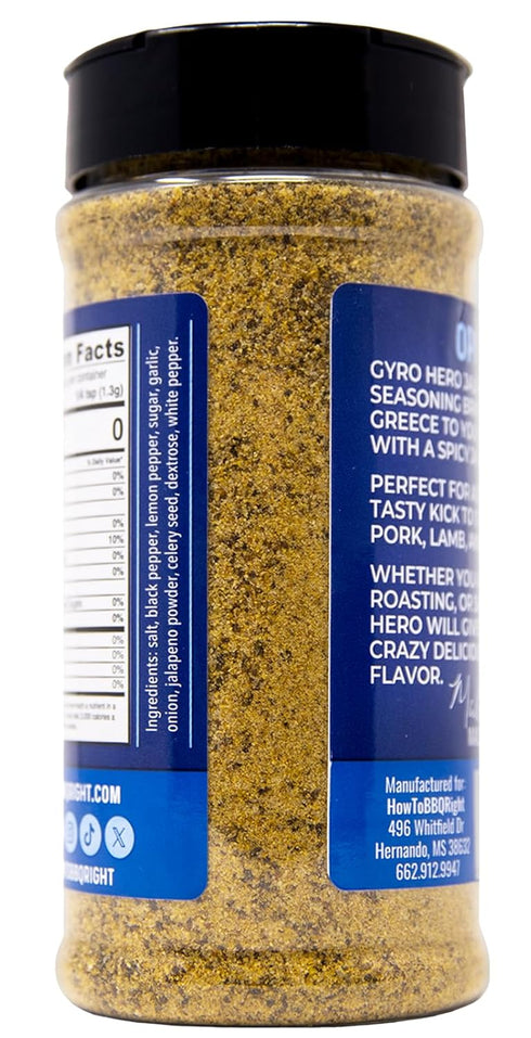 13.5 oz Malcolms Seasonings Gyro Hero Jalapeno Greek Spice Blend Mix, Seasoning Powder, Shaker