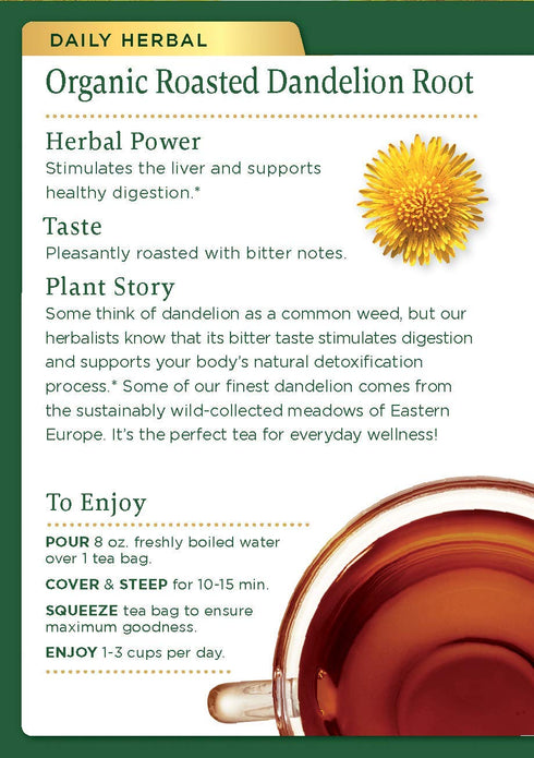 16 6 Traditional Medicinals Organic Roasted Dandelion Root Herbal Wrapped Tea Bags - ct - pk