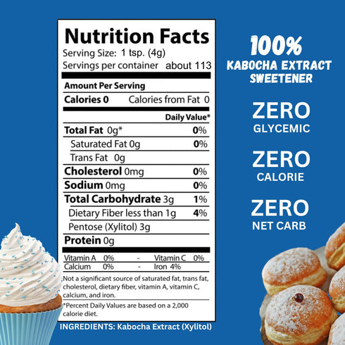 (16 oz), BochaSweet Powdered Sugar Replacement Low Calorie Sugar Substitute, Kabocha Extract in Xylitol Structure, Keto