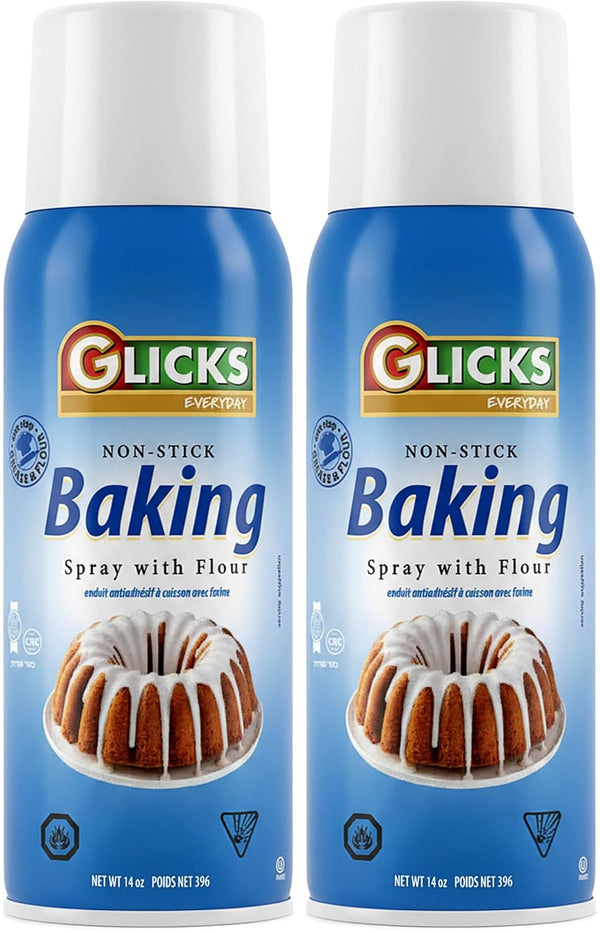 Glicks Baking Spray with Flour, 14 oz (2 Pack) | Non-Stick Cooking Oil
