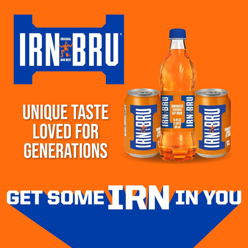 32 16.9 oz Pack 6 IRN-BRU Original Scottish Sparkling Soda, Citrus Flavored Carbonated Drink - Sparkling Flavored Soft