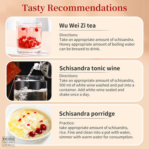 DOZO 7.76oz/220g Dried Schisandra Berry Schisandra Chinensis Tea Dried Omija Tea Whole Berries Dried Loose Berry Herbs