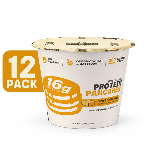 12 Pack 16g Beef Cakes Beef Collagen Protein Breakfast Instant Protein Diner Pancakes with Protein, Beef Collagen, Seed