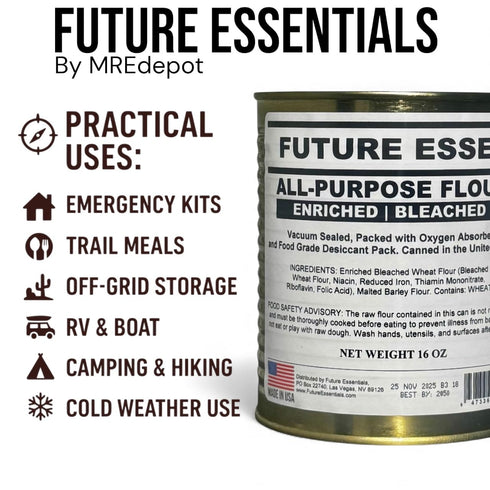 1 (16 oz #2.5 Future Essentials All Purpose Flour Shelf-Stable, Long-Term Storage Baking Flour for Emergency