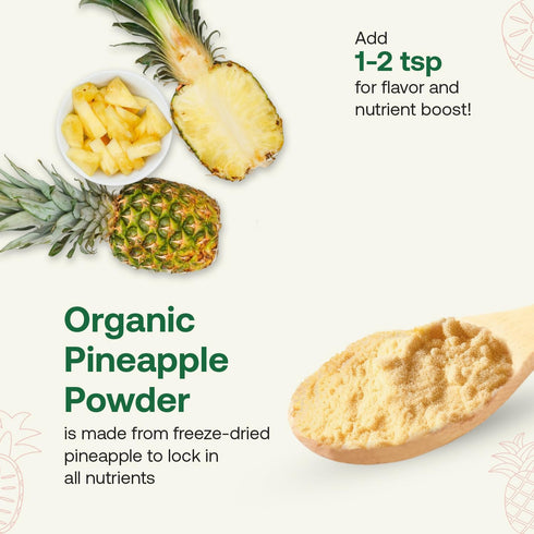 8oz, Quay Naturals Organic Pineapple Powder, USDA Organic, Freeze-Dried Pineapple Fruit Powder, No Additives