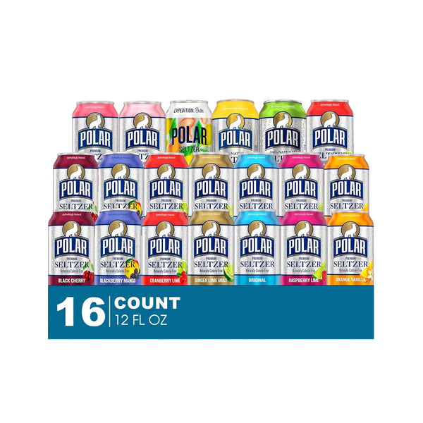 Polar Seltzer Master Collection 16 Pack of Premium Sparkling Water 12 fl oz Can