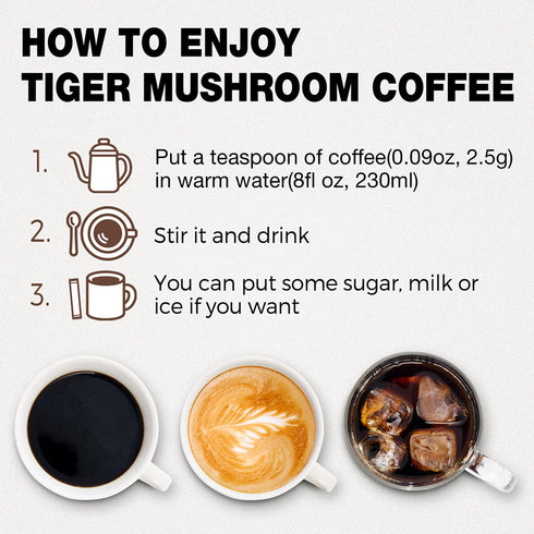LOKO nature 5 30 100% Immune Tiger Organic Mushroom Instant Coffee Servings with Arabica | System Booster, Reishi