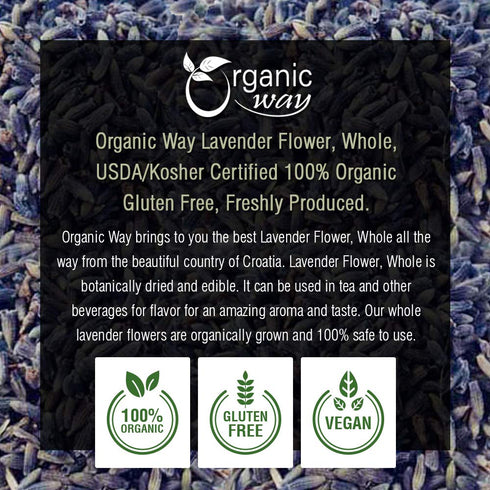 100% Albania (1 (Pack 1)) Organic Way Dried Lavender Flower Buds Whole (Lavandula) - European Wild-Harvest | USDA